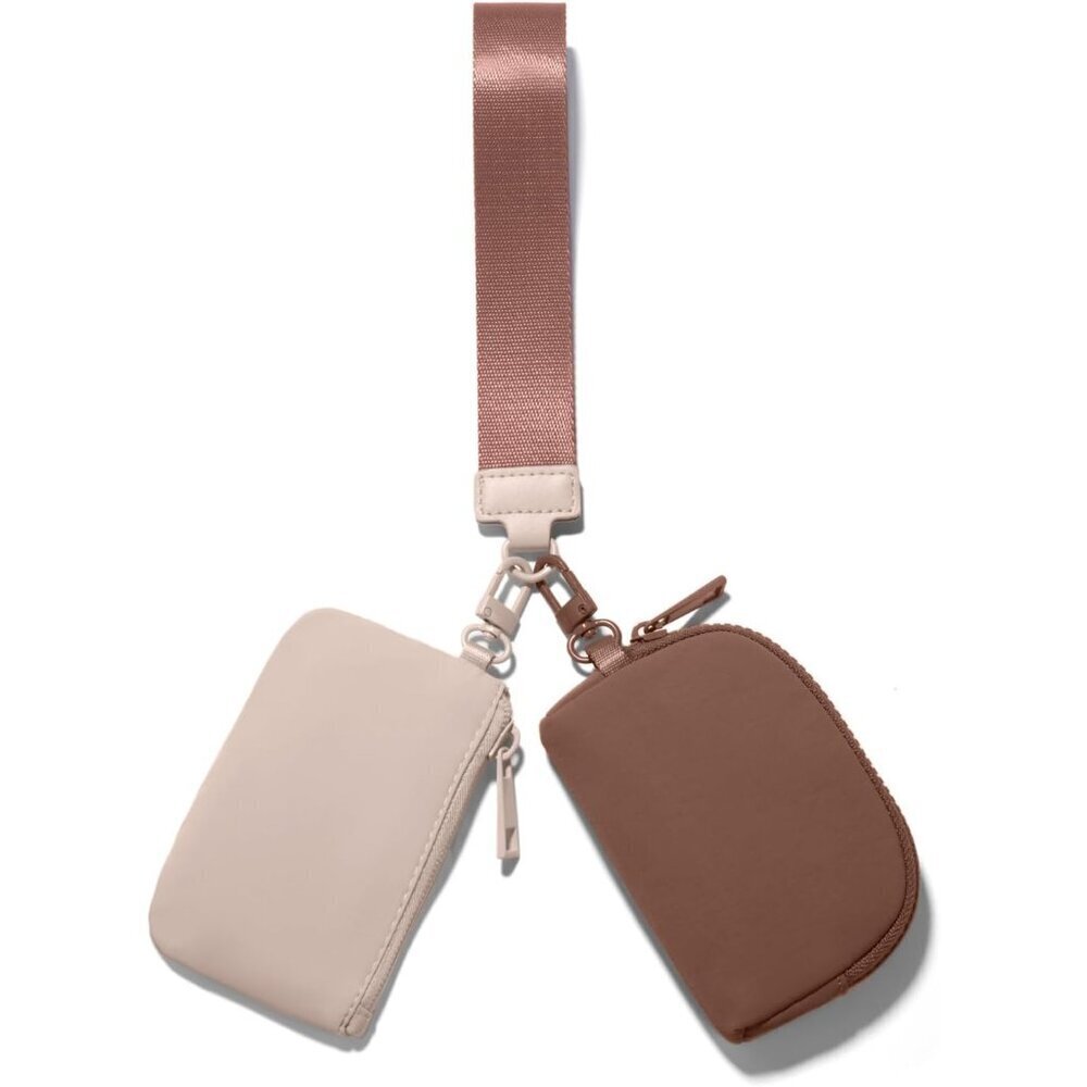 Mini Zip Around Wristlet Wallet Dual Pouch Keychain for Women Travel Gifts
